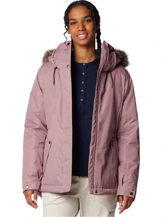 Columbia XL Women's Pink Hooded Parka with Faux-Fur Trim - Picture 4 of 5